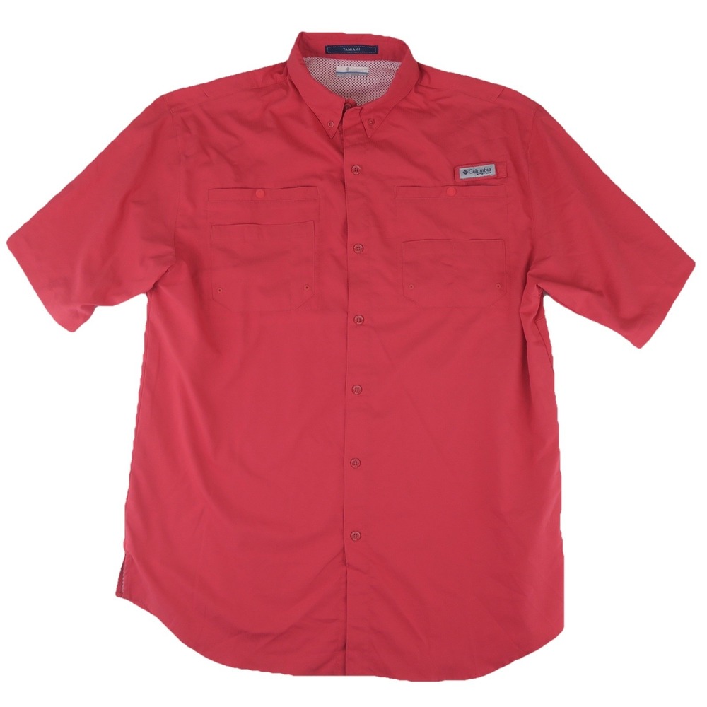 Columbia PFG‎ Men's Outdoors Fishing Vented Shirt Size LT Large Tall Red